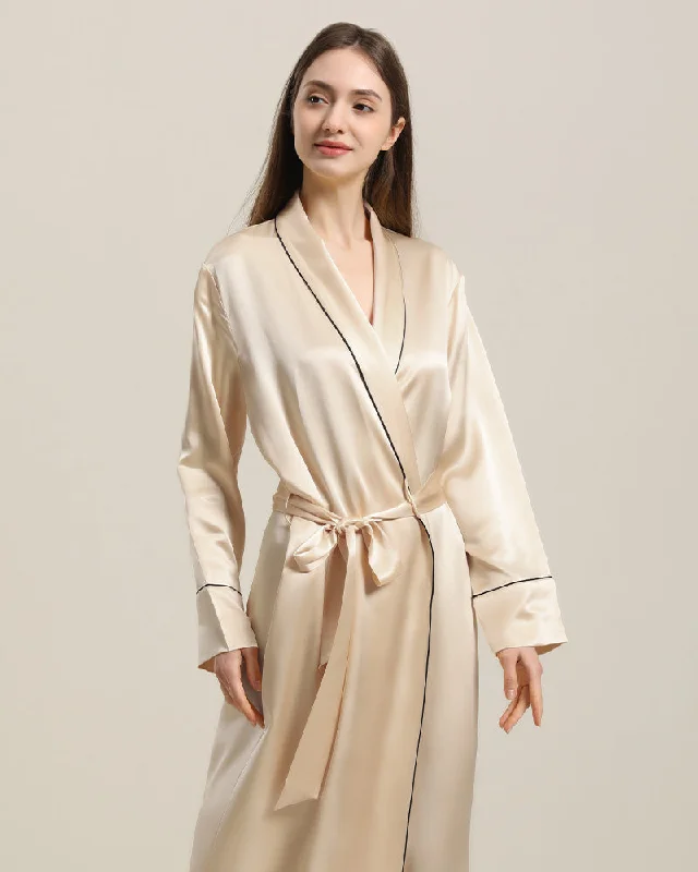 22 Momme Contra Trim And Full Length Silk Robe