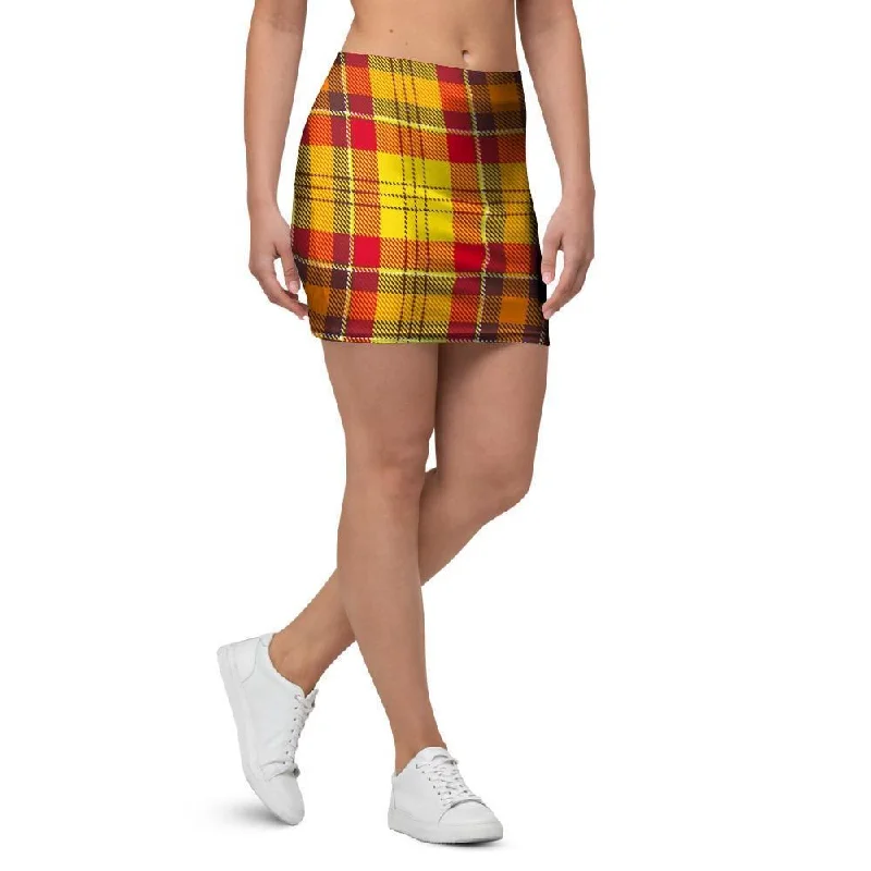 Yellow Plaid Tartan Mini Skirt