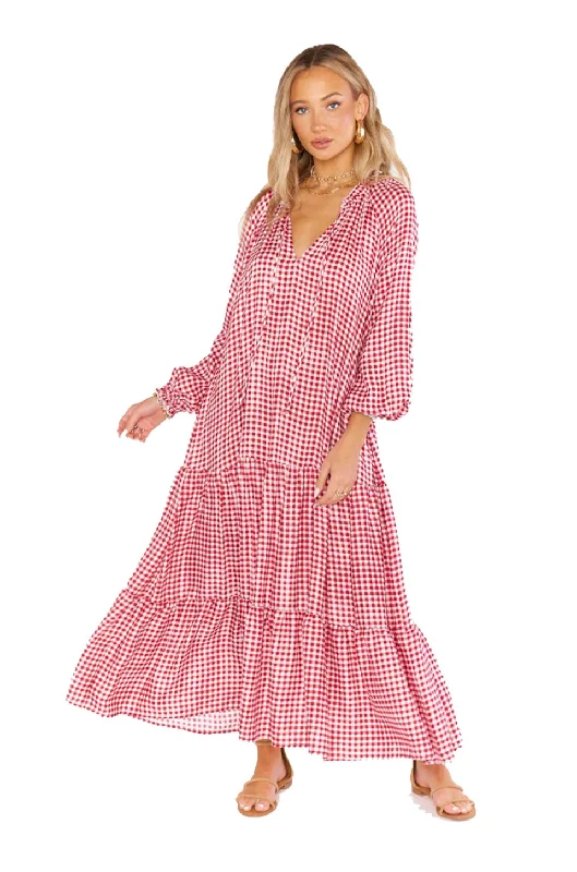 Show Me your Mumu Maxi Dress in Cherry Pie Gingham