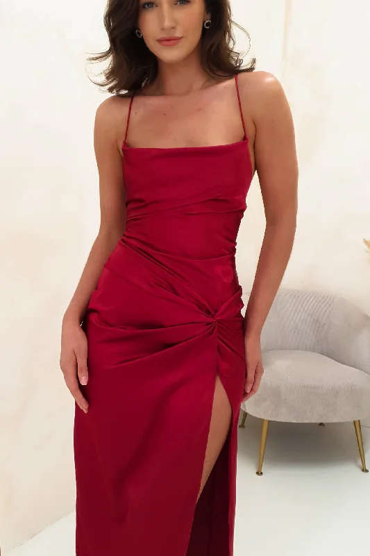 Cheyanne Satin Maxi Dress | Dark Red