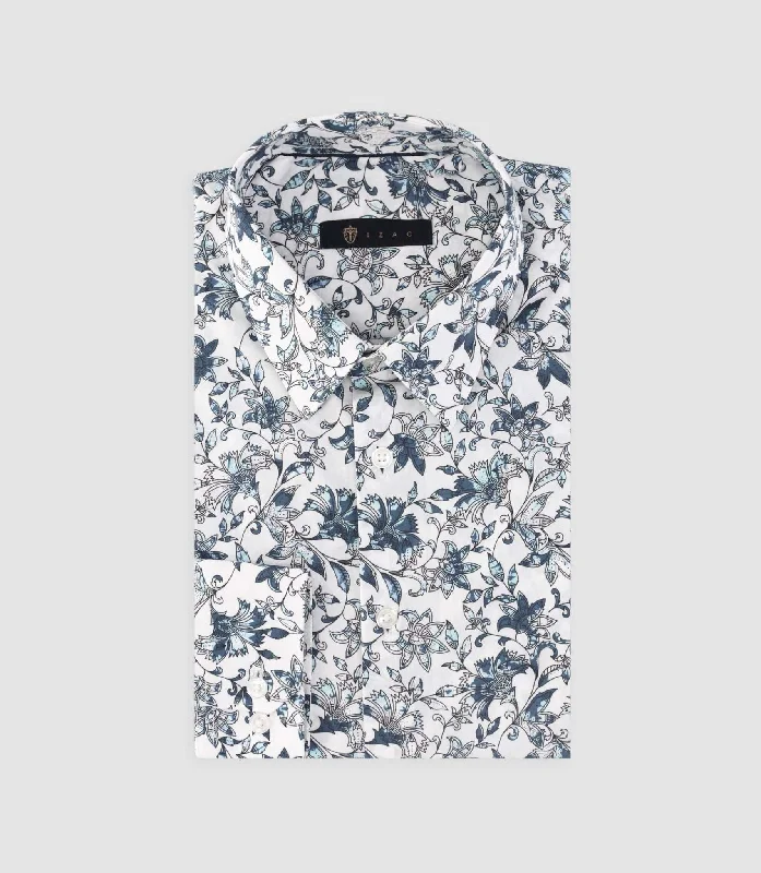 Chemise slim à imprimé floral blanc