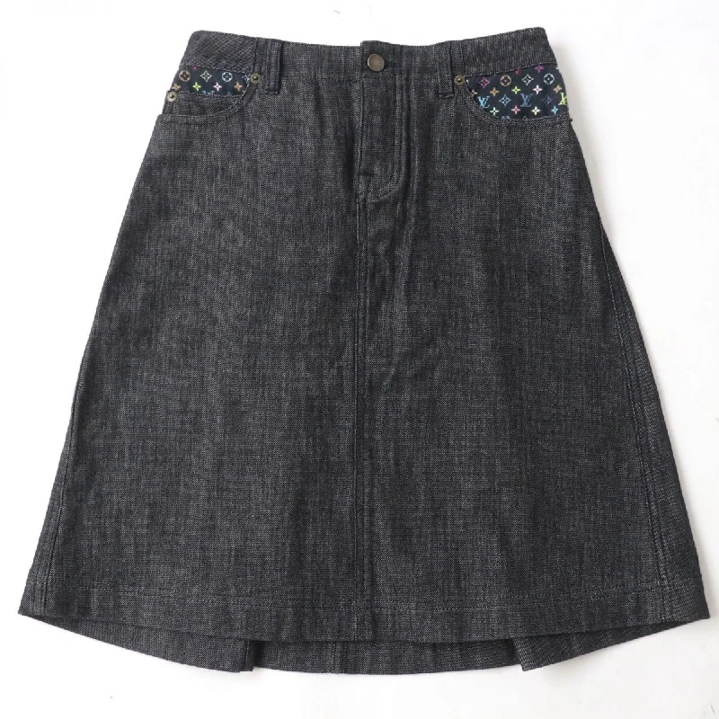 Louis Vuitton Monogram Multi Denim Skirt, Size 34