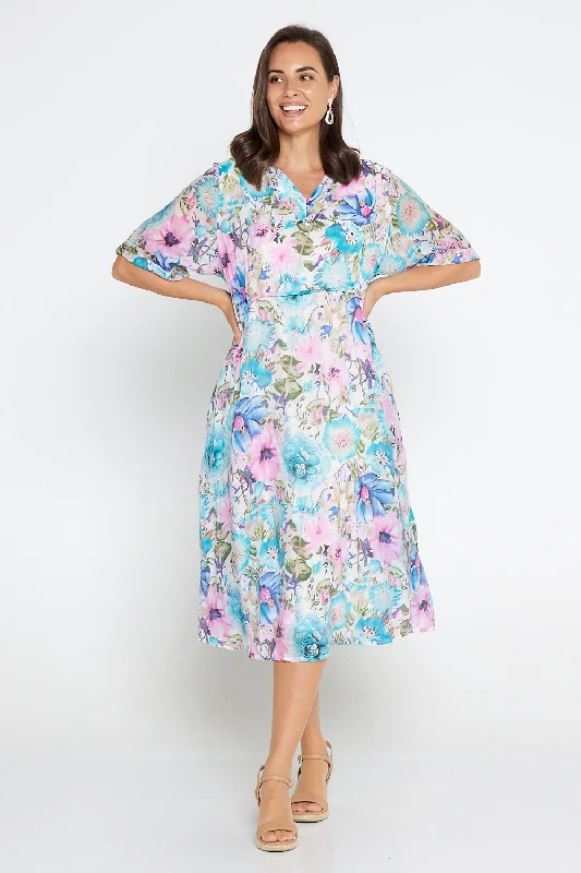 Penelope Dress - Pink Blue Floral